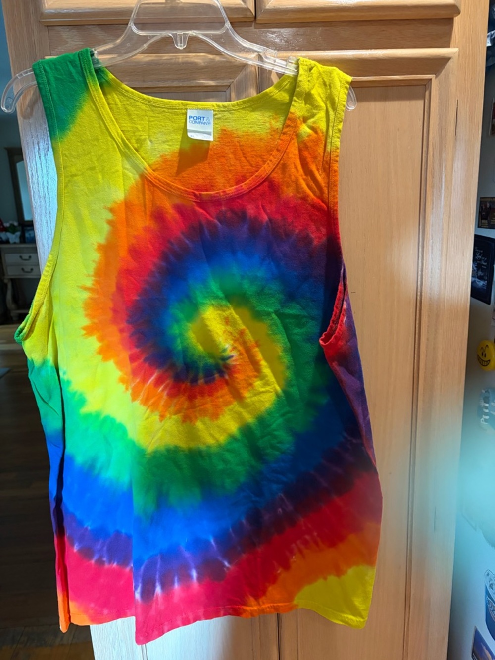 Port and Company Rainbow Spiral Tie-Dye Tank Top - Yellow, Green, Blue, Red